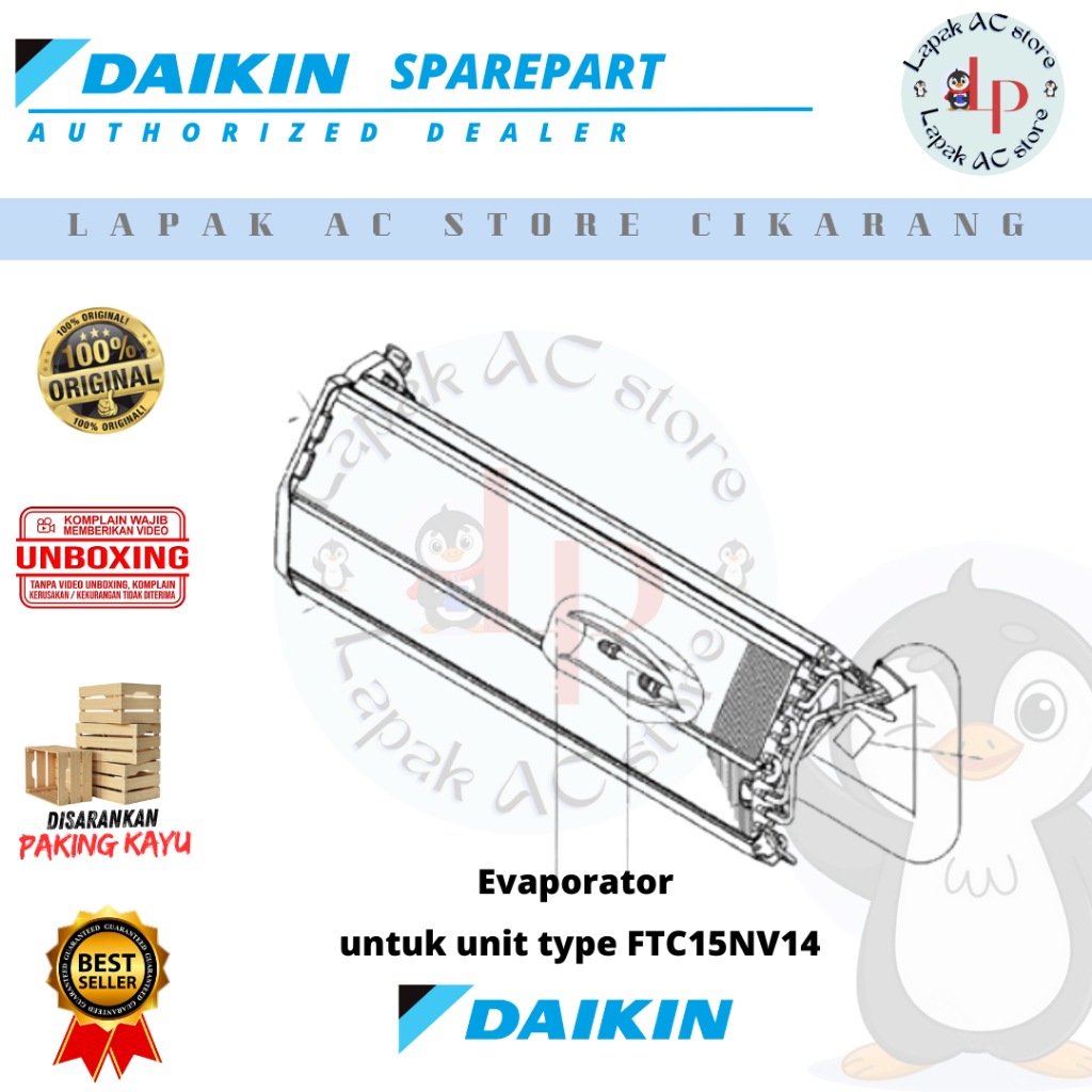Evaporator AC DAIKIN Thailand 1/2 PK FTC15NV14