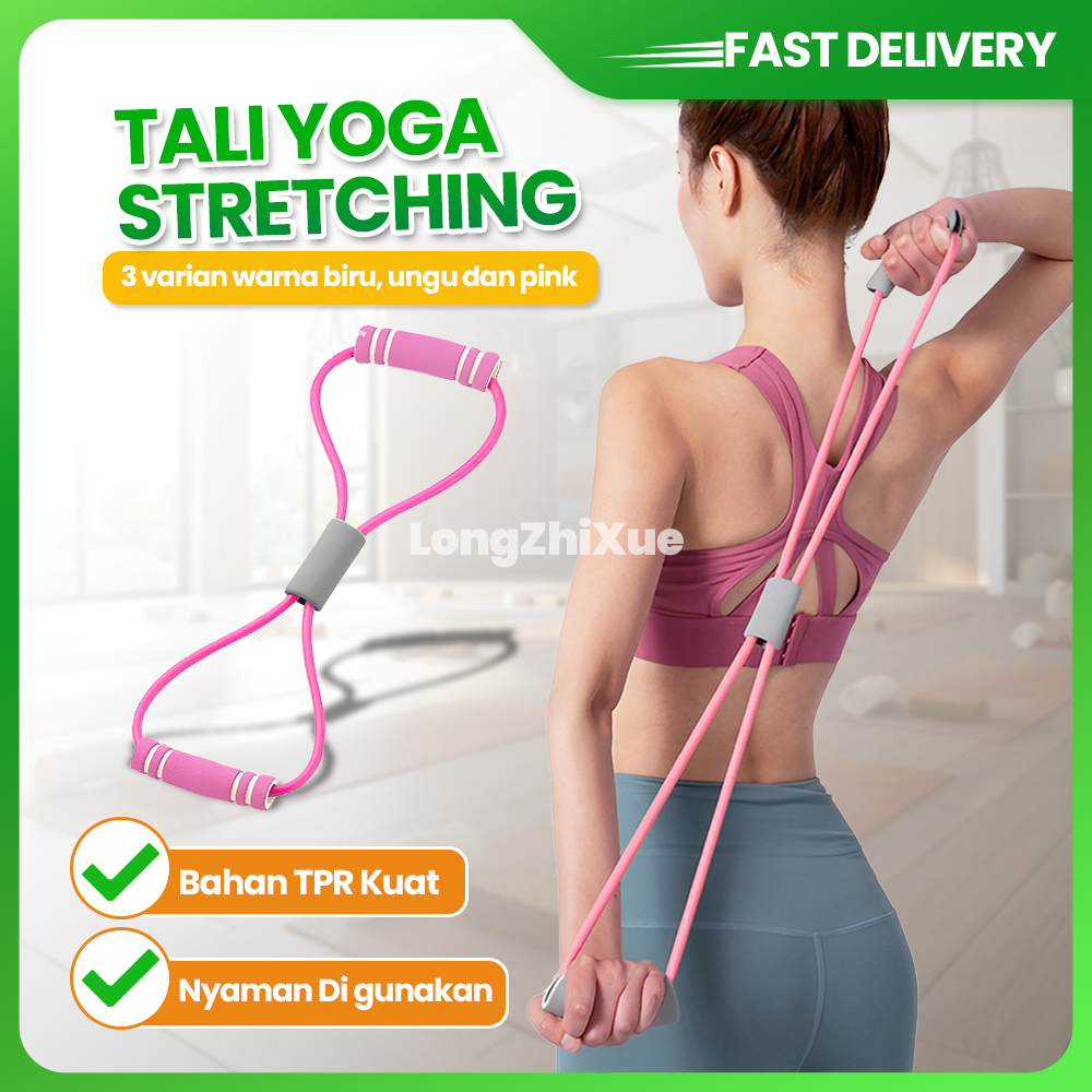 [ NEW ] Tali Karet Latihan Otot Tangan Yoga Alat Fitness Olahraga Wanita Streching Senam