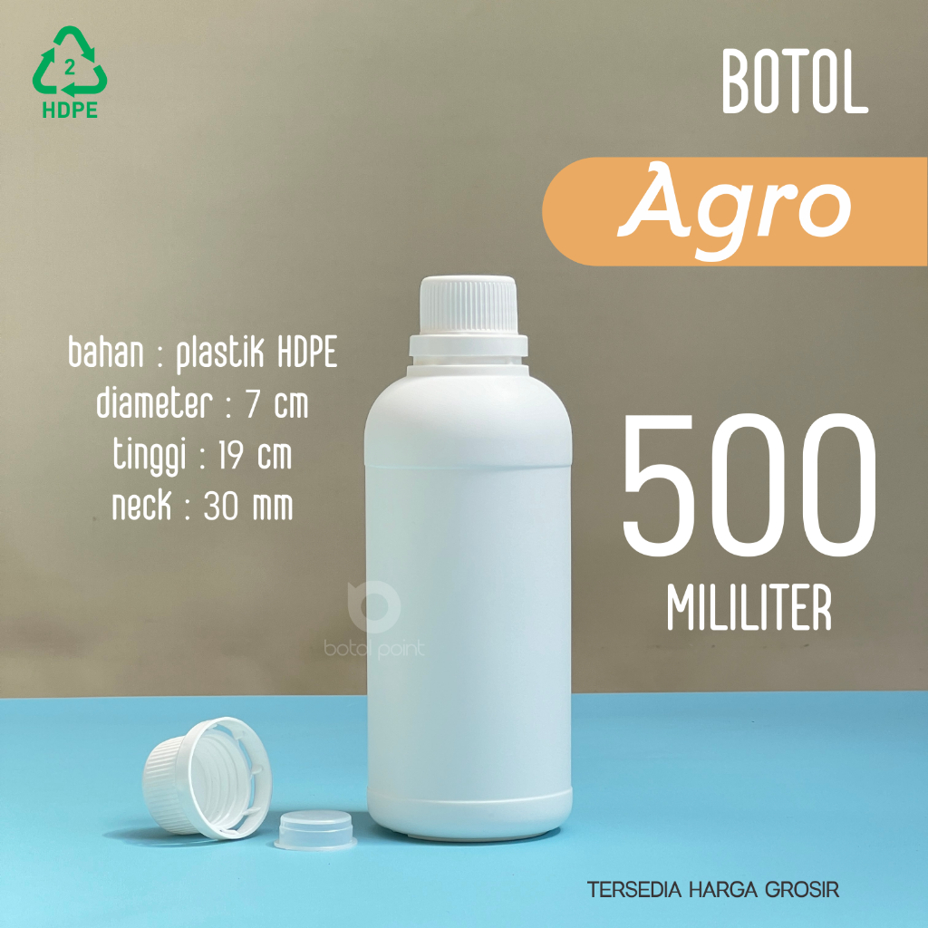 Botol Agro 500 ml Plastik HDPE - Botol Labor 500ml GROSIR - Food Grade - Kemasan Cairan