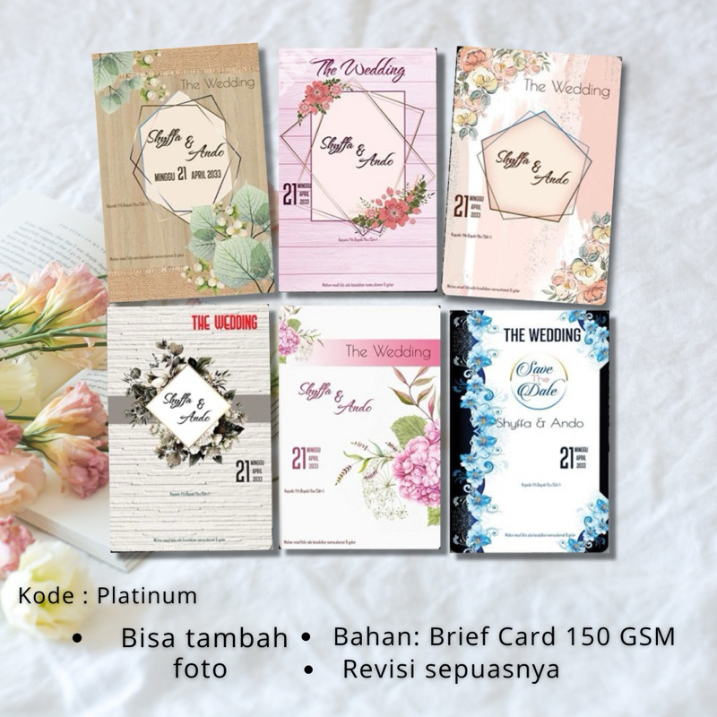 PU Cetak Undangan Pernikahan FREE FOTO | Kode : Platinum Biasa Non Foil