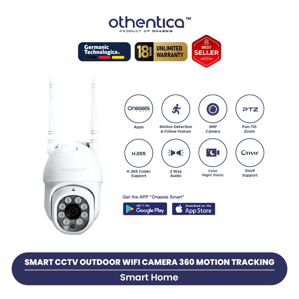 Othentica Smart CCTV Outdoor Wifi Camera 360 Motion Tracking