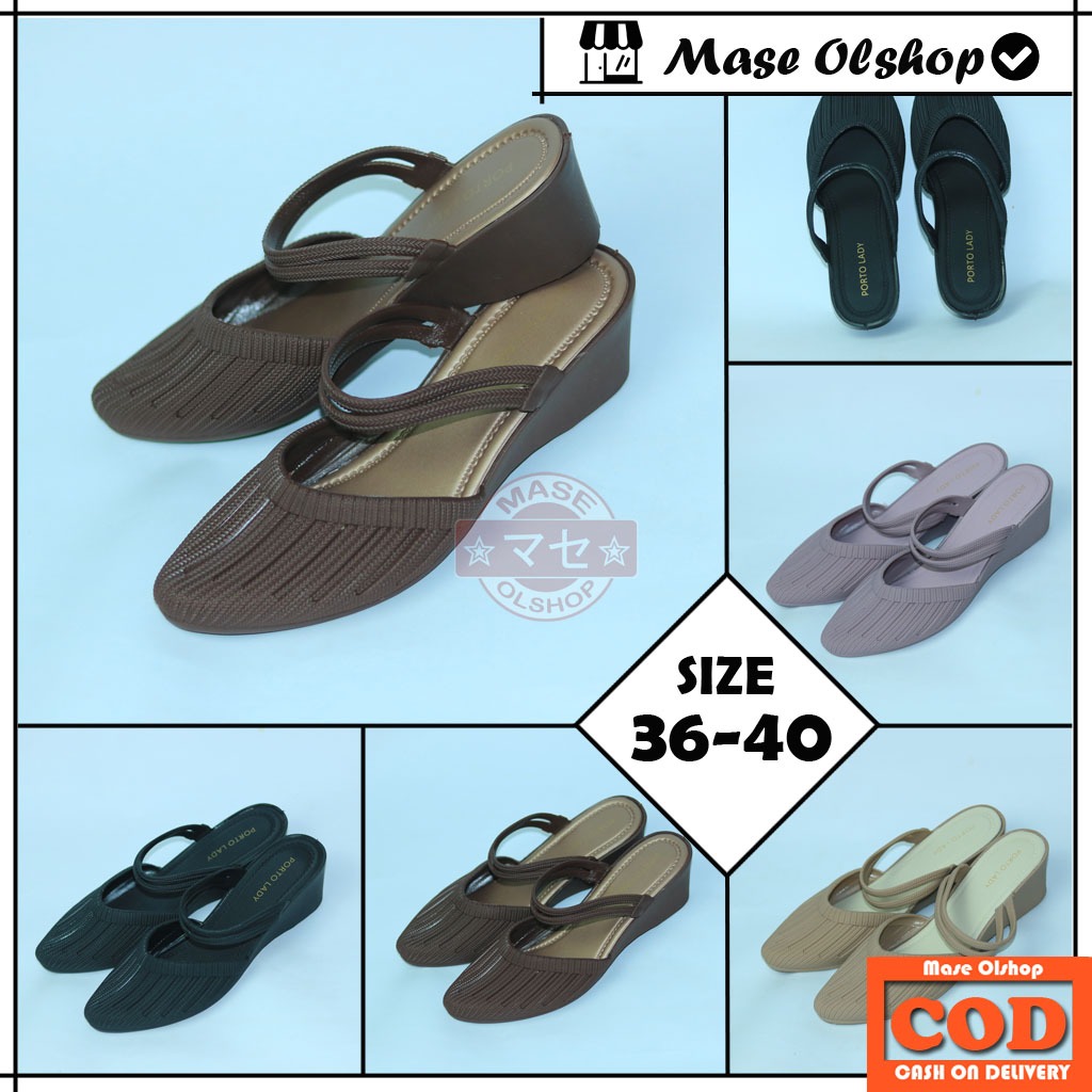Porto Lady BAT Sandal Selop Mules Wanita Sendal Kondangan Bahan Karet Lentur