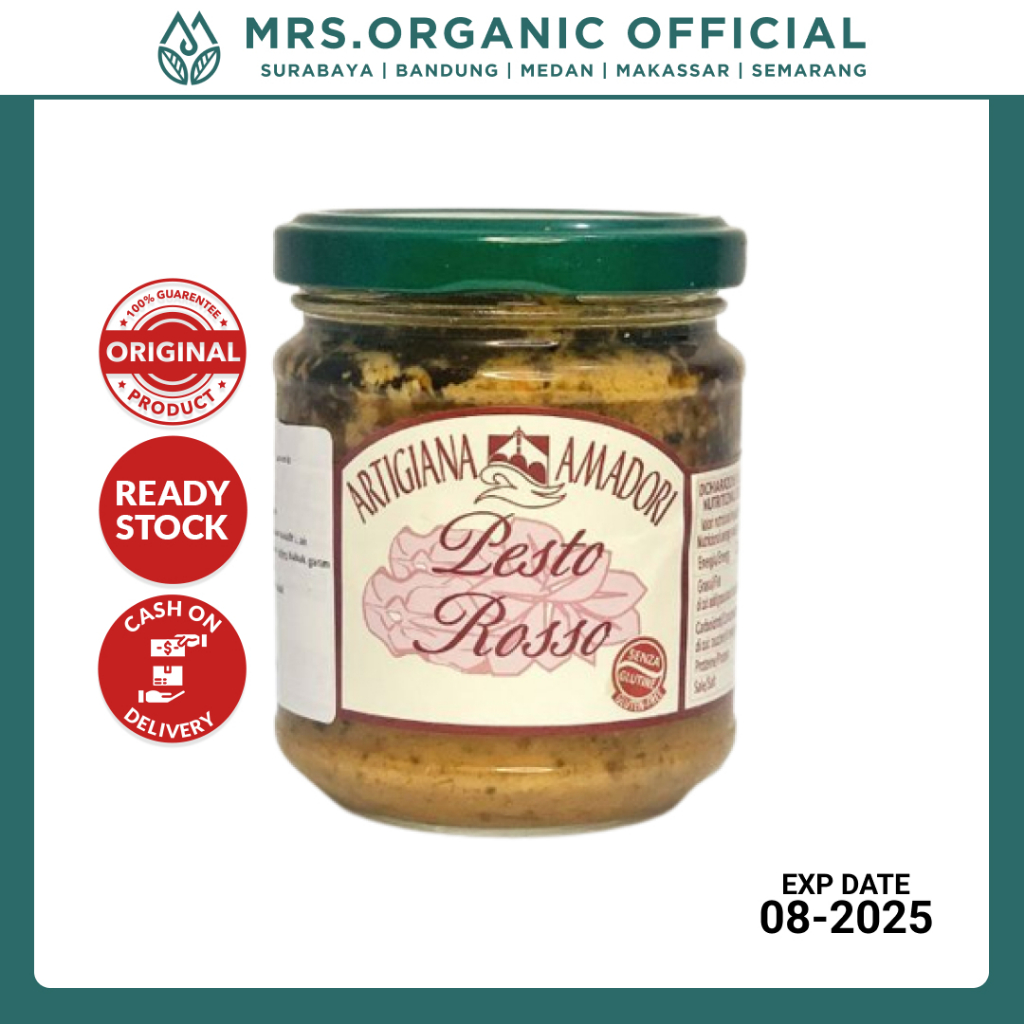 

Saus Genovese Sauce Bumbu Masak Pasta Italia Artigiana Amadori Pesto Rosso Red Pesto 190g - Gluten Free Topping Spagheti Pizza