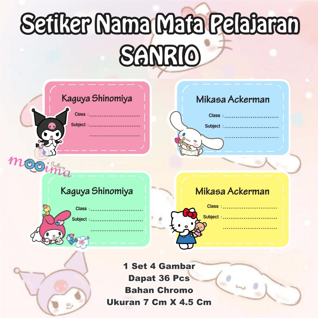 

Stiker label buku pelajaran sekolah / sticker mata pelajaran / untuk anak perempuan