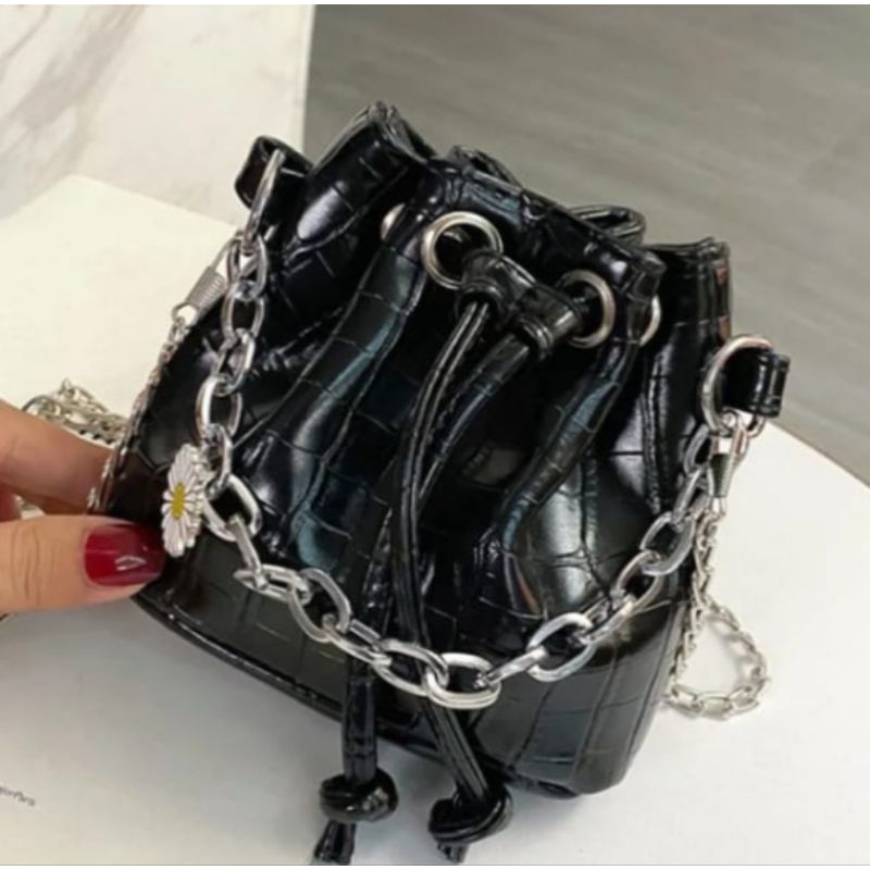 Tas Selempang croco wanita Drawstring/Sling bag korea/Tote bag/Croco mini andin