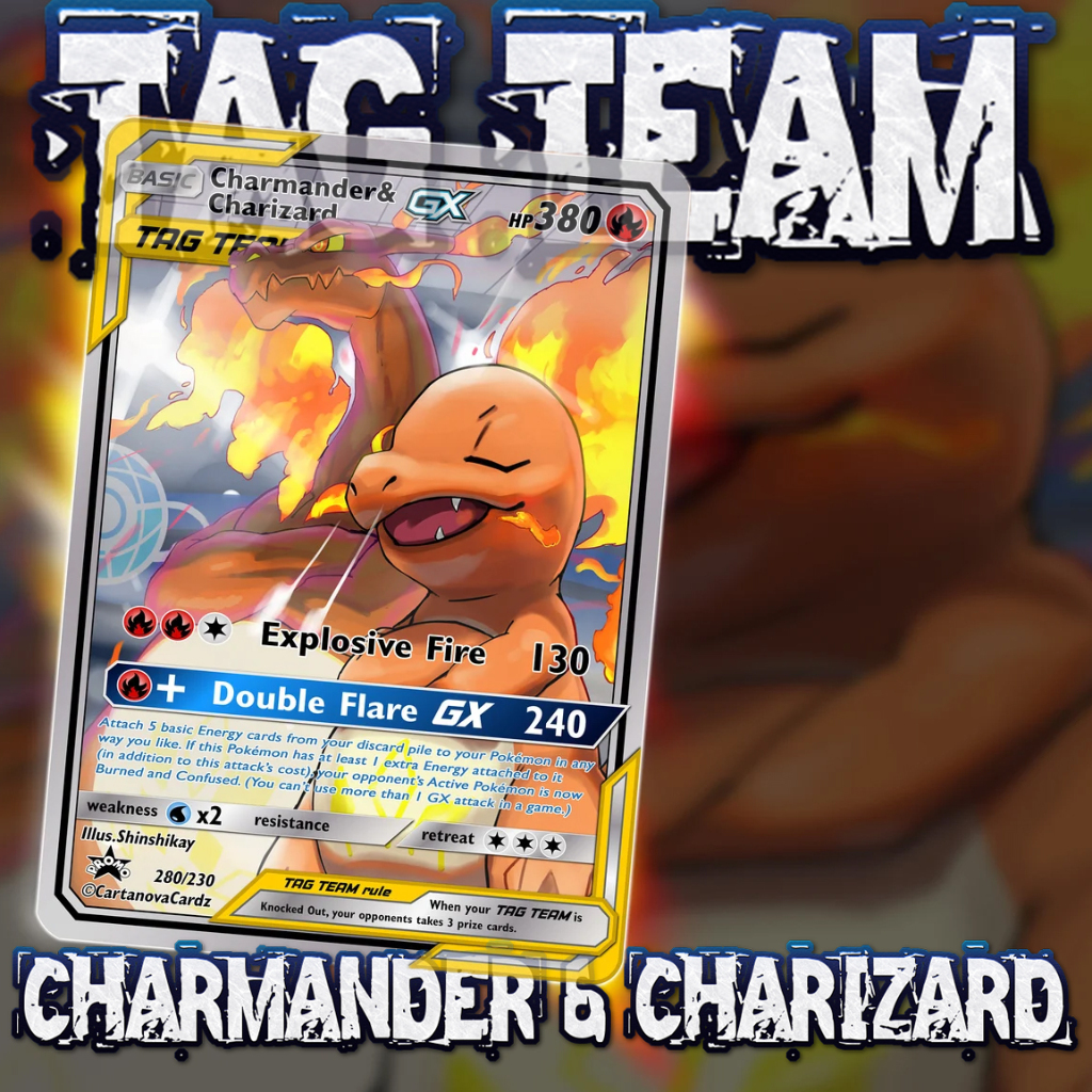 KARTU POKEMON TCG HOLOGRAM SPECIAL (TAG TEAM) - CHARMANDER & CHARIZARD