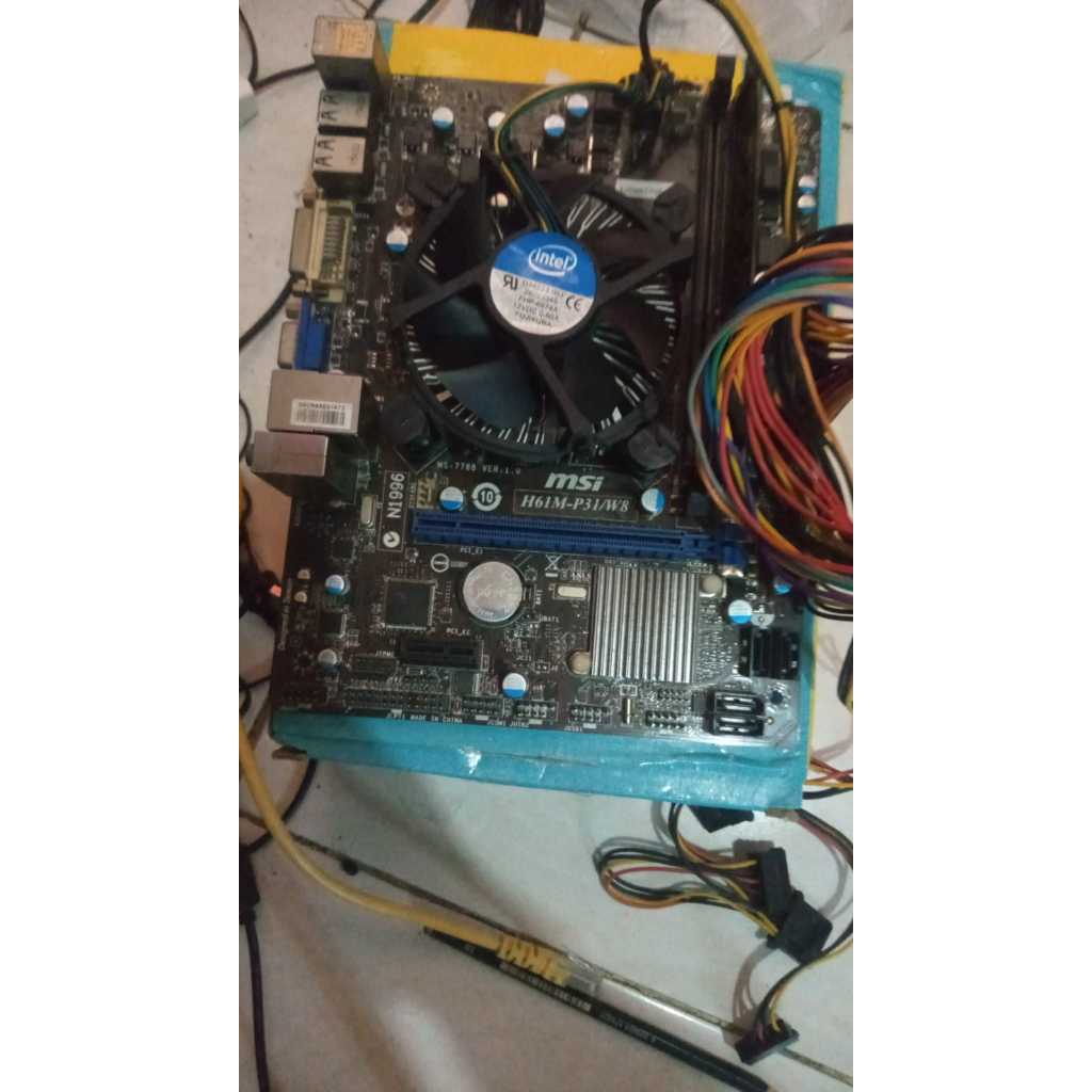 PAKET MOTHERBOARD MB PC KOMPUTER MSI H61 1155 INTEL CORE I3 GEN 2 DDR3