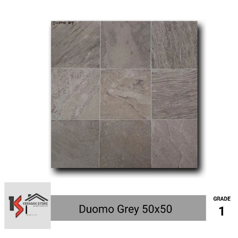 keramik 50x50 kasar / keramik ukuran 50x50 teras duomo grey platinum