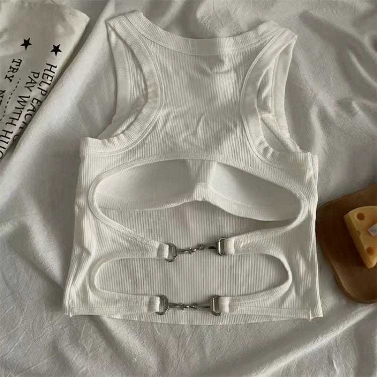 Bra TankTop Crop Top Wanita Atasan Rajut Backless Model Rantai Ring Korean Style Sexy  Bra80