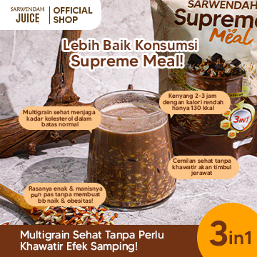 

XMASTER SARWENDAH JUICE (SUPREME MEAL ISI 2) SARWENDAH SUPREME MEAL 150 GR COKELAT / VANILA- 2 PCS