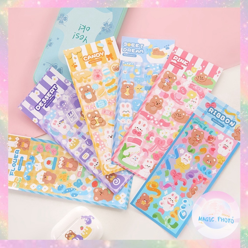 

STICKER WATERPROOF KARTUN BEAR RABBIT HOLOGRAM STIKER MOTIF KARTUN BERUANG DAN KELINCI KOREA LUCU ANTI AIR
