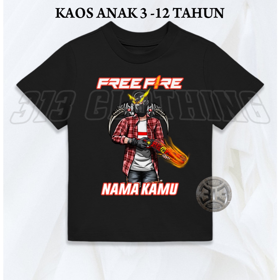 Kaos Anak Free Fire FF Char SG OPM / Atasan Baju Anak FF Versi Char SG OPM Gratis Sablon Nama