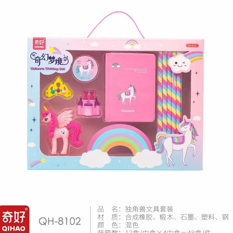 

Alat tulis 1 set karakter unicorn 8in1 Stationery set kids premium KODE B5A8