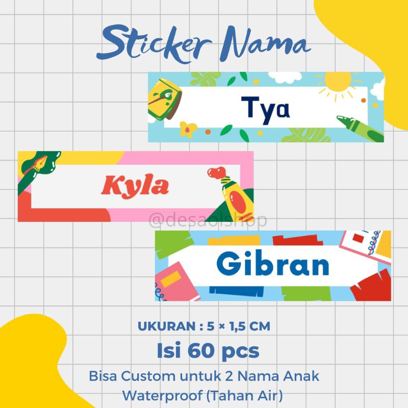 

Sticker Nama || Bisa Custom Nama || Sudah di cutting || Waterproof (Tahan Air)