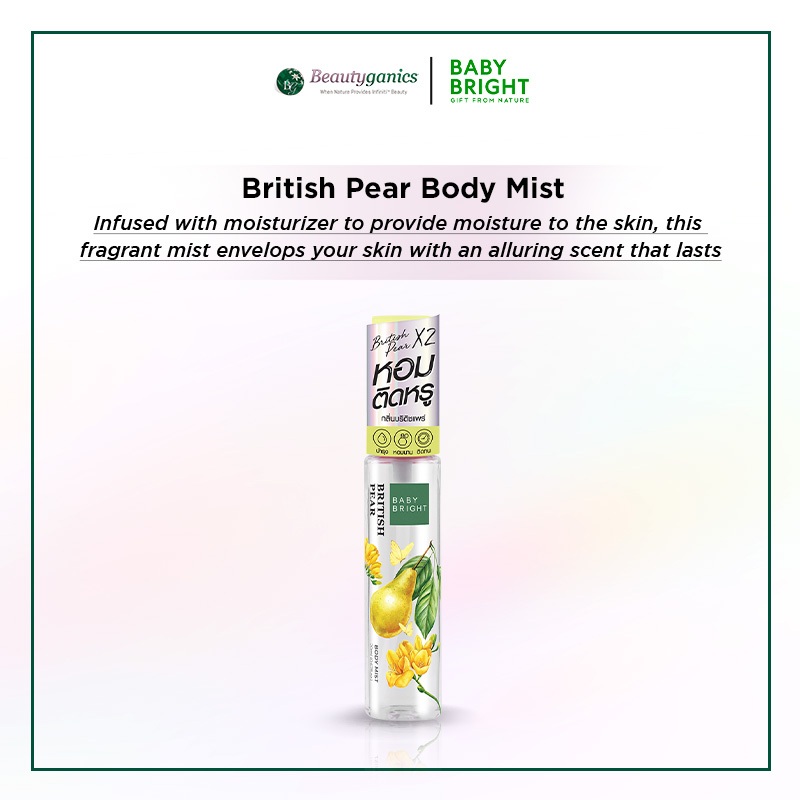 Beautyganics Body Mist Baby Bright | British Pear Body Mist 20ml Baby Bright | Pengharum badan