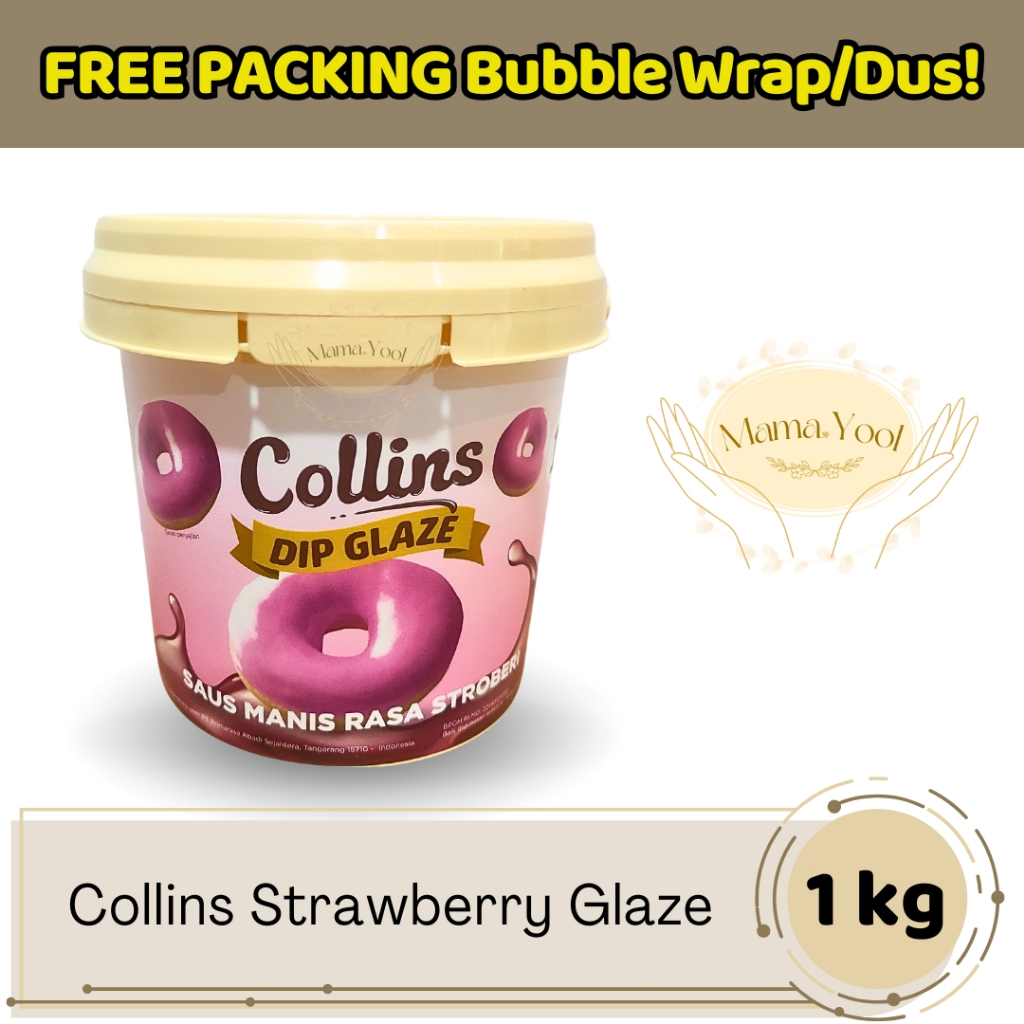 

MAMA.YOOL - Collins Strawberry Dip Glaze 1 kg FREE PACKING / Topping Collins Selai Rasa Stroberi