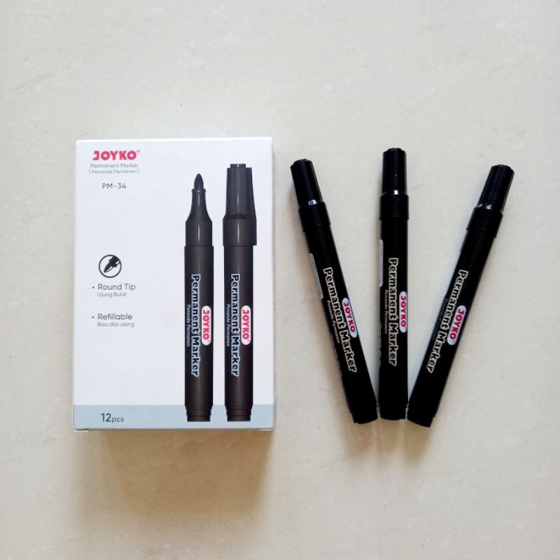 

[ ECER MURAH ] Spidol Permanent Marker Joyko PM-34 Hitam Penanda Permanen