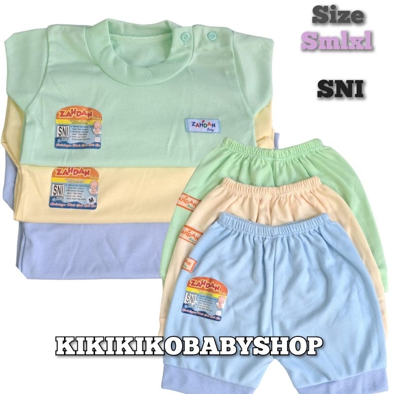 zahdan  (( 3pcs )) setelan oblong bayi pendek polos zahdan s m L xl 0-24 bulan setelan anak murah