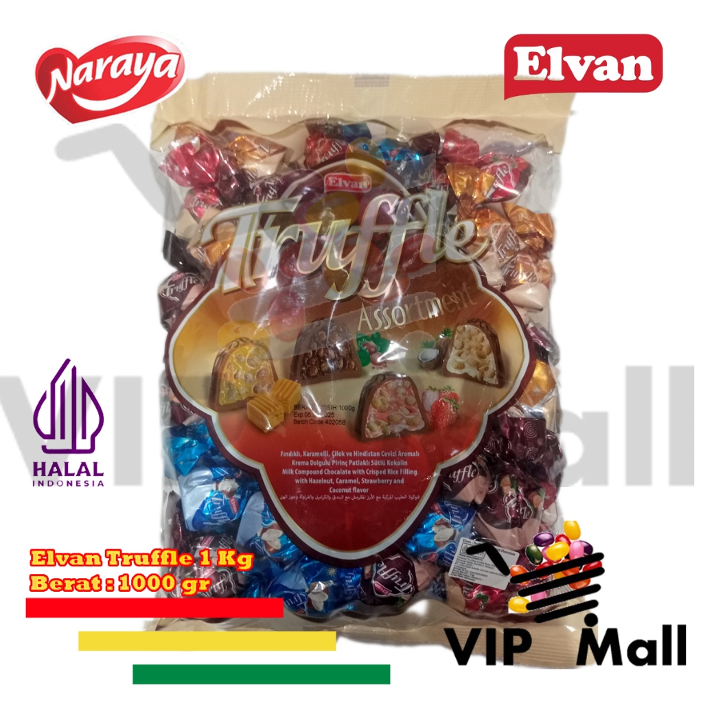 

Elvan Truffle 1000Gr Chocolate (Coklat Arab Turki Turkey).