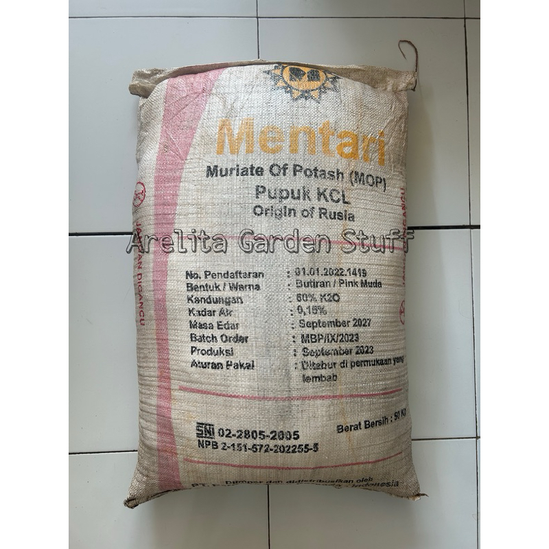 Pupuk KCL Mentari K2O 60% repack 1Kg