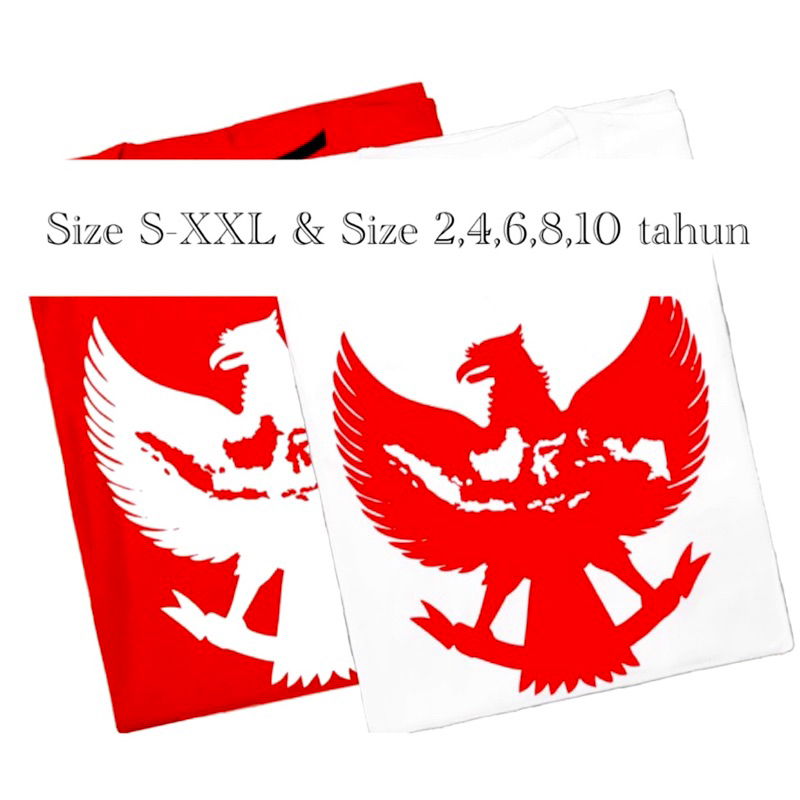 Kaos Merah Putih Indonesia Garuda S-XXXXL Big Size Jumbo & Size Anak 2-10tahun Pakaian Atasan Blouse