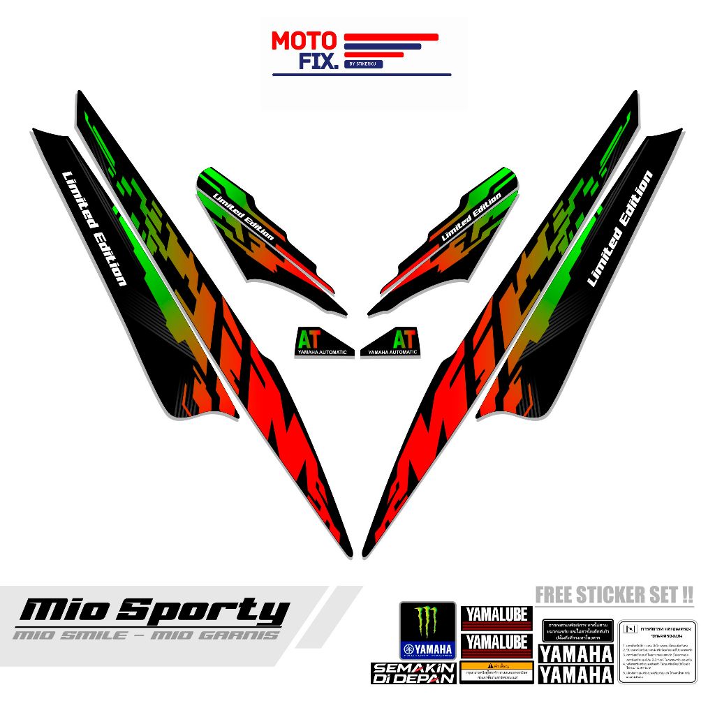 Stiker Striping Decal Body Motor Yamaha Mio Sporty Atau Smile Variasi Dasar Hitam Free Sticker Set
