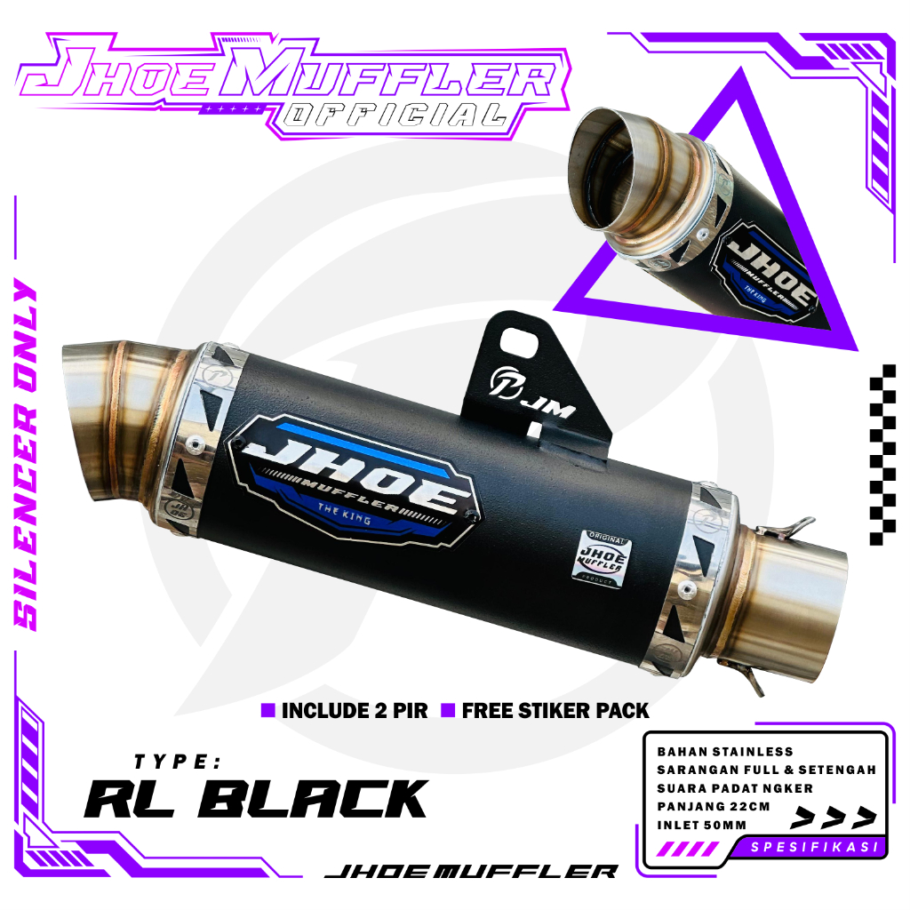 Silencer Knalpot racing type RL BLACK Original Jhoe Muffler