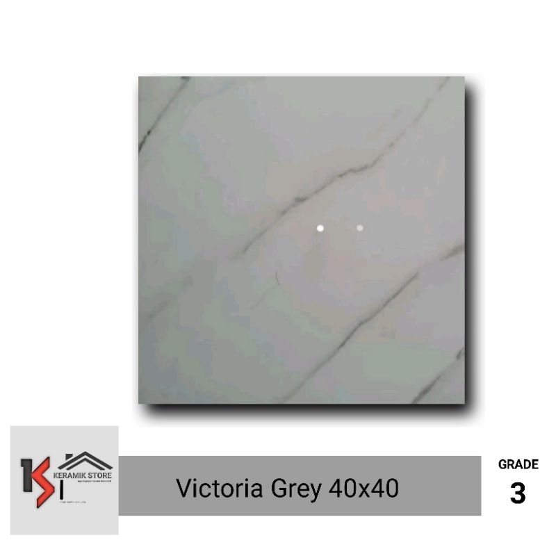 Keramik Ruang Tengah 40x40 Putih Corak / Keramik Lantai Asia Victoria Grey Kw3