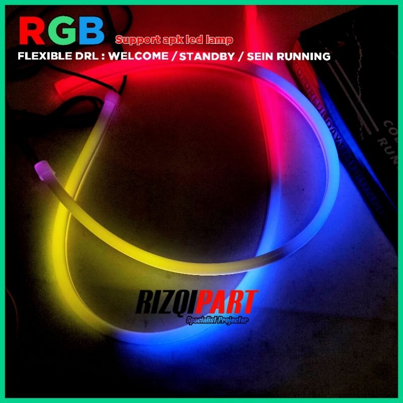 DRL alis fleksibel RGB bluetooth welcome sein running sepasang