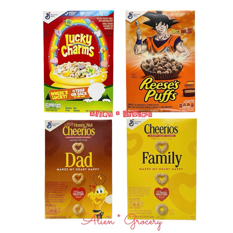 

General Mills Cheerios Cherios Multigrain Honey Nut Whole Grain Gluten Free Cereal Lucky Charm Reeses Puff Cocoa 255gr