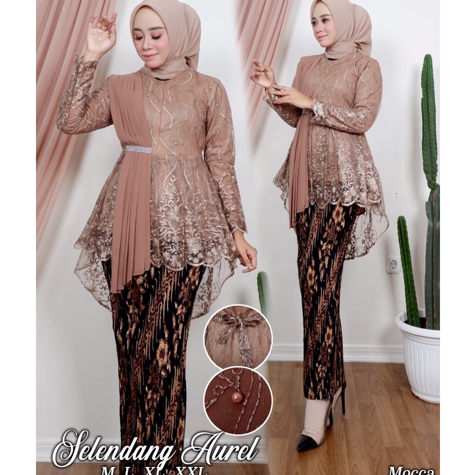 KODE U62J Setelan kebaya selendang aurora atasan kebaya selendang tile kebaya modern elegan kebaya w