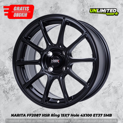Velg Racing jari jari warna hitam R15 single pcd 4x100 Untuk Honda Brio NARITA HSR ring 15