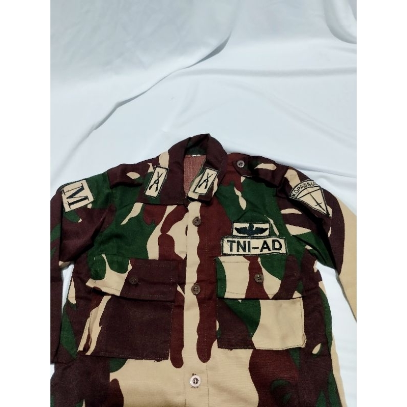 FREE ONGKIR READY TNI-AD KOPASUS/BAJU PROFESI LORENG KOPASUS ANAK/KOSTUM ANAK TNI PDL LORENG KOPASUS