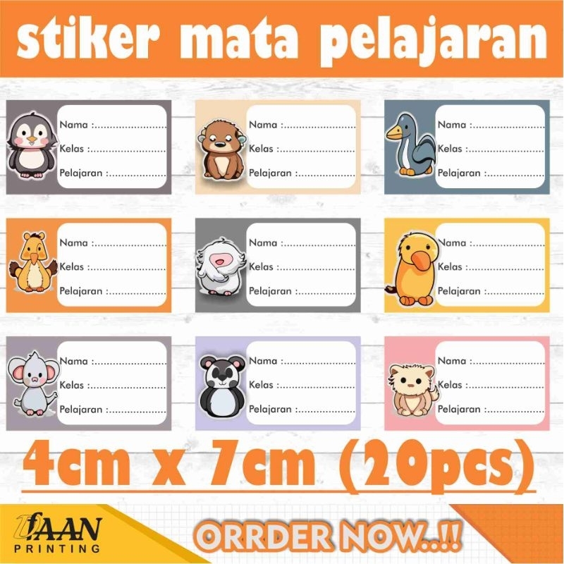 

dfaan ~ STIKER LABEL BUKU PELAJARAN, GAMBAR KARAKTER LUCU ( 4cm x 7cm isi 20 pcs)