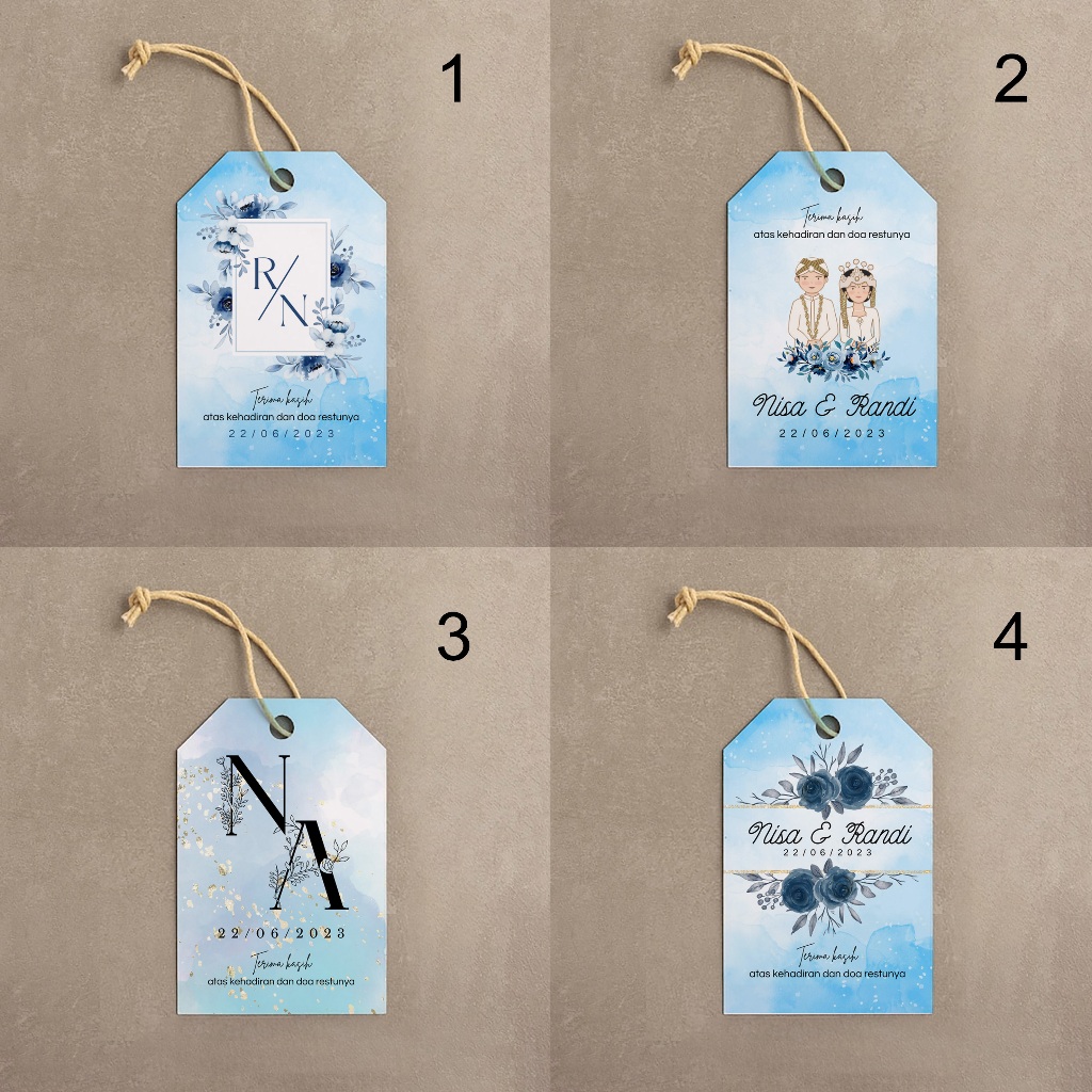 Kartu Hangtag Souvenir Nuansa Biru Hangtag/ Kartu Souvenir Pernikahan/Hangtag Wedding Souvenir