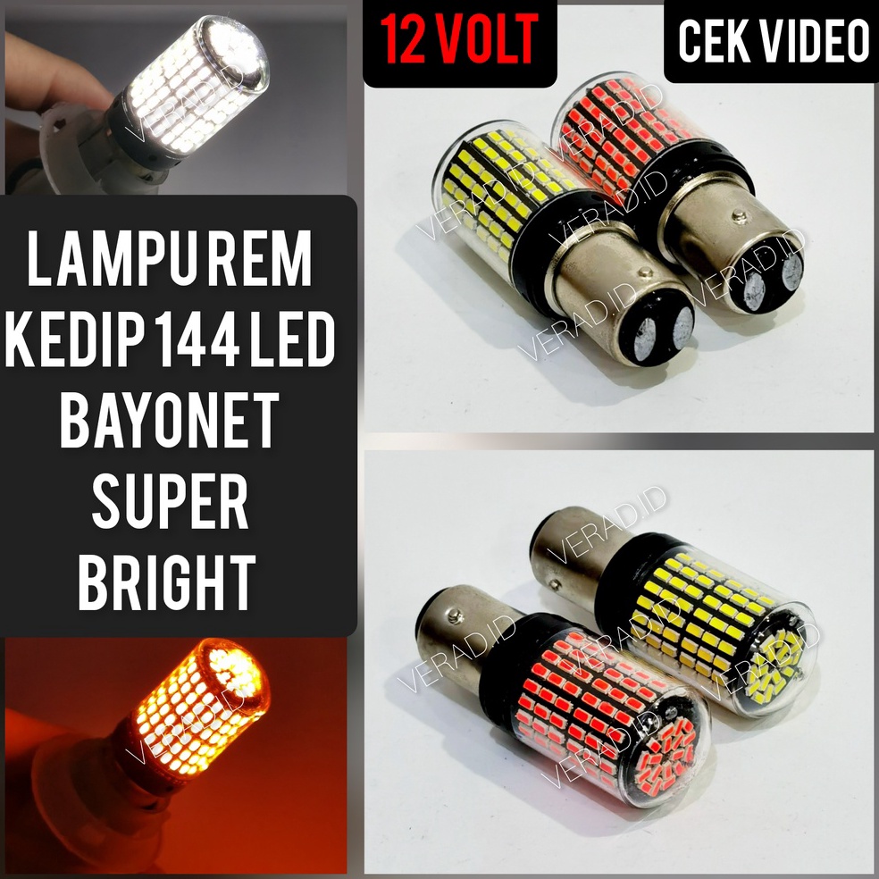 Terbaik LAMPU REM 144 LED 2 KAKI 1157 KEDIP FLASH 12 VOLT 24 VOLT SUPER BRIGHT