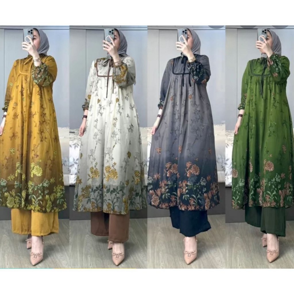 Citra Pakis Fashion - setelan tunik panjang wanita YASMIN // Oneset long tunik wanita // setelan wan