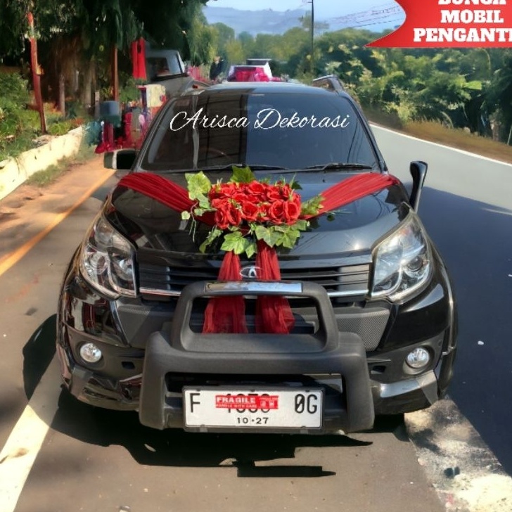 HJ6 HIASAN MOBIL PENGANTIN  BUNGA PITA MOBIL PENGANTIN  DEKORASI DEKOR MOBIL PENGANTIN MURAH MEWAH S