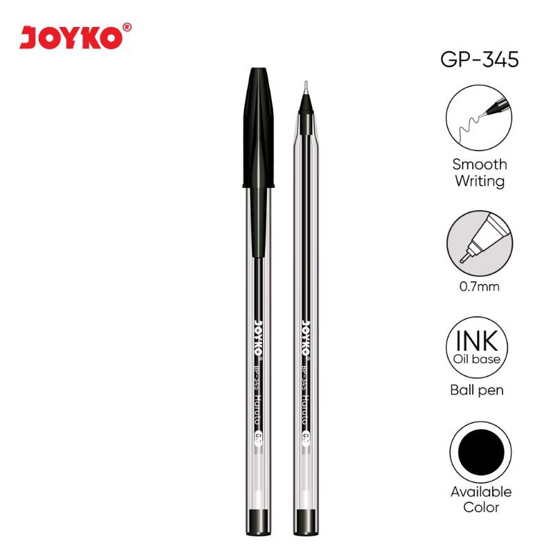 

MEGA Pulpen Haruto Joyko BP345 Tinta Hitam 7mm Harga Per Lusin