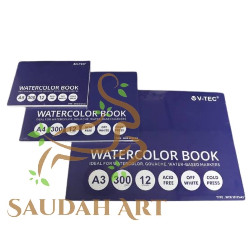 

PANAS VTEC Watercolor Book 3gsm 12 sheet A5A4A3