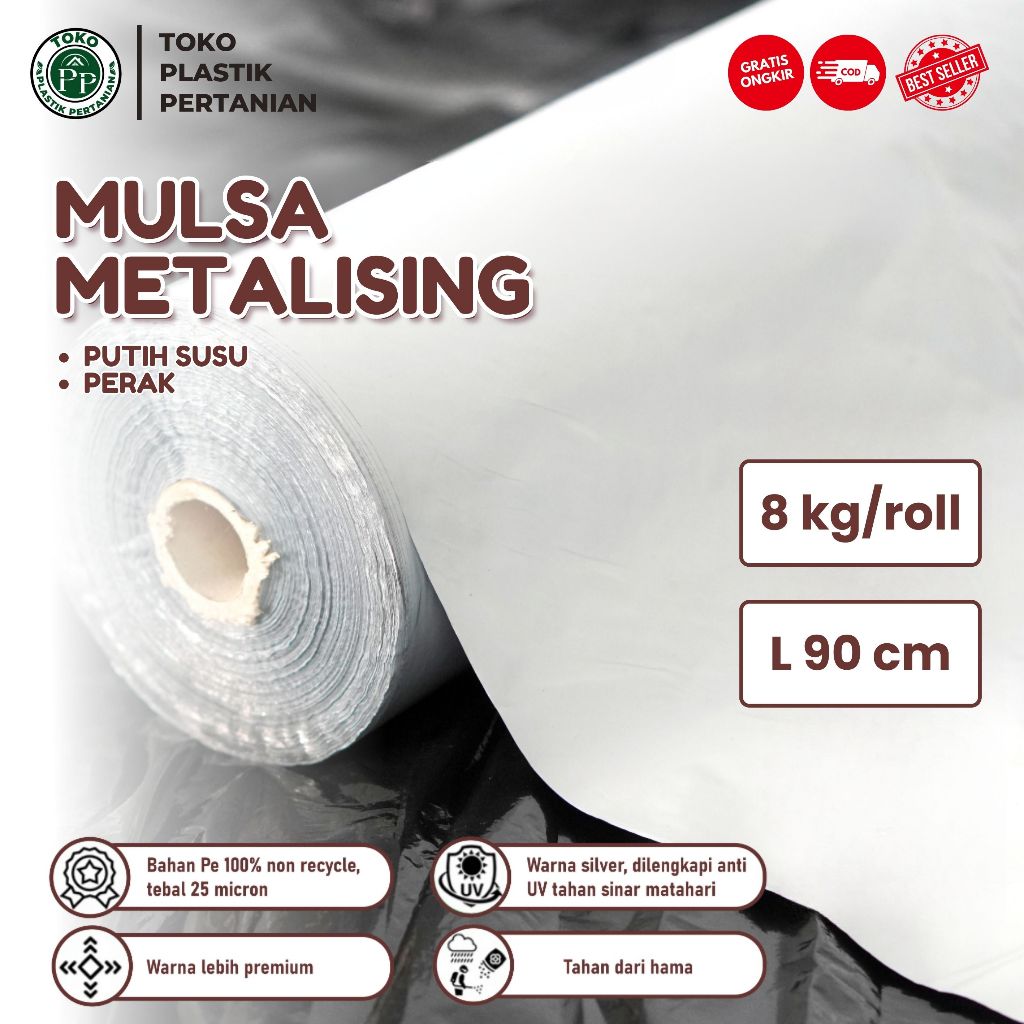 Plastik Mulsa Perak 1 Roll 8 KG Mulsa Grenjeng Lebar 90 cm