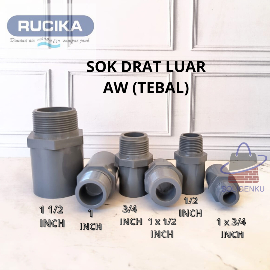 Sok Drat Luar (SDL) PVC Pipa Rucika  1 x 3/4" inch AW