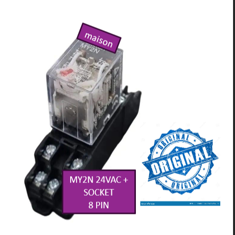 Relay MY2N 24VAC + socket - 8 Pin / my2 24vac / MY2N 24V