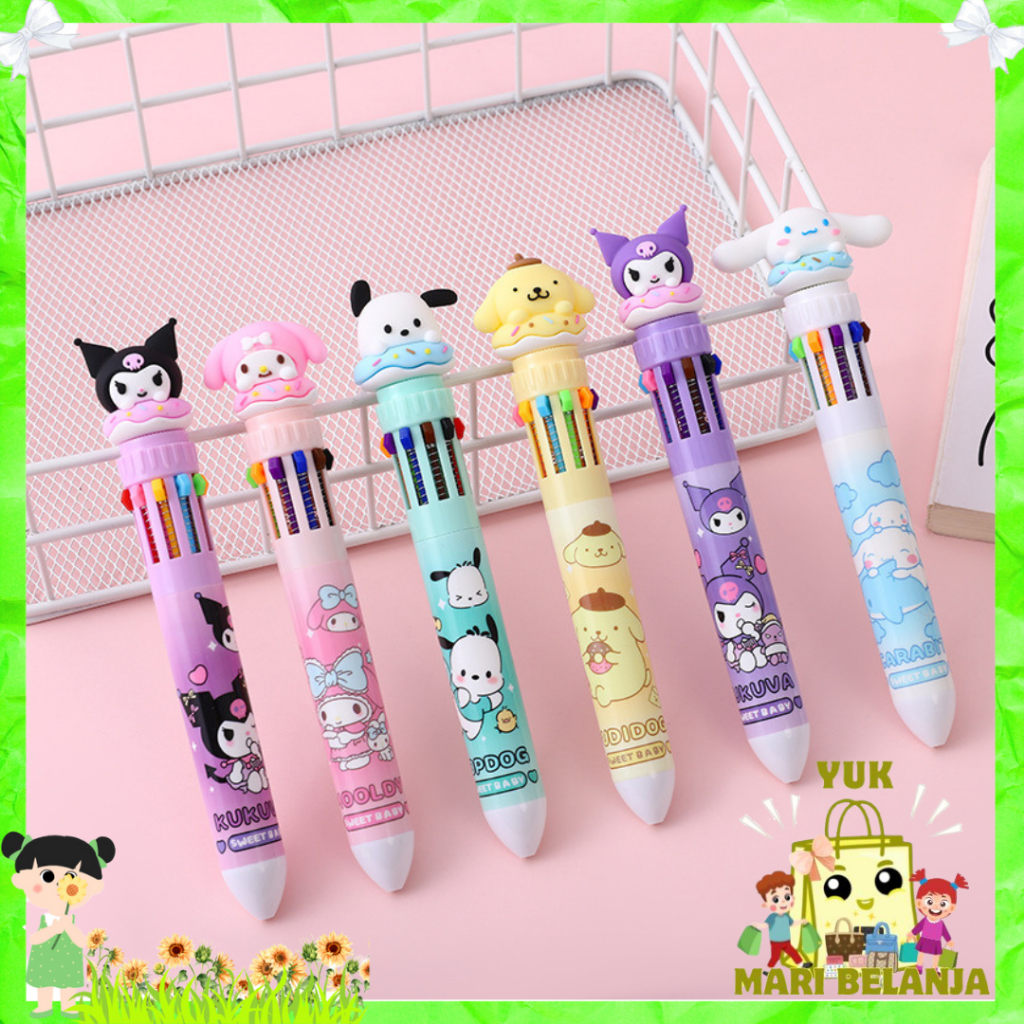 

YMB Pena Mekanik Karakter Kartun Pulpen 10 Warna Lucu 3D DOLL Bolpen Gel Tinta Donat Animasi 10 Warna Alat Tulis Sekolah Anak Super Imut