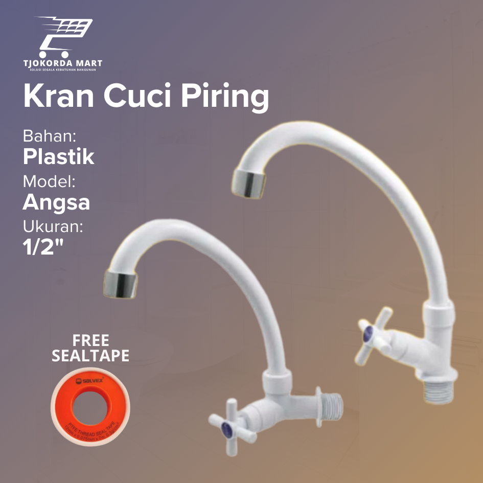 Kran Cuci Piring Angsa Plastik Meja 1/2 inch/ Kran Cuci piring Baling Dinding 1/2 inch Kualitas Bagu