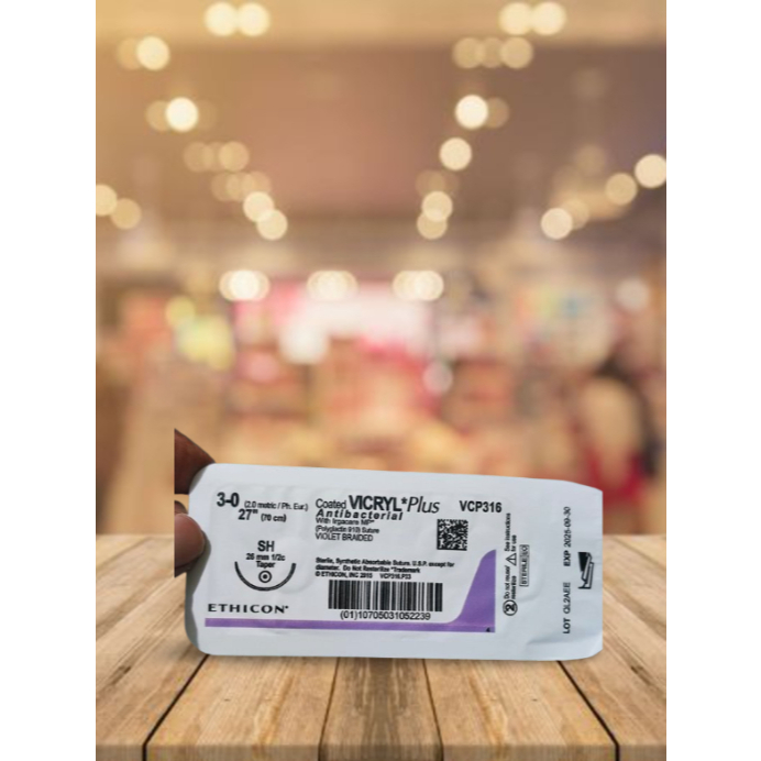 Vicryl plus 3/0 3.0 VCP 316 H Antibacterial PGA absorb gastro benang operasi Violet Braided Ethicon