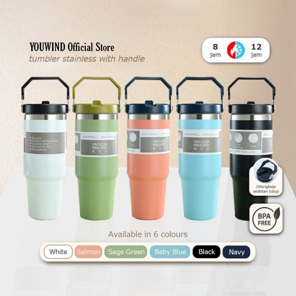Tumbler Handle 3in1 ORIGINAL / Botol Minum Portable  Stainless Steel Vacuum Insulated Thermos