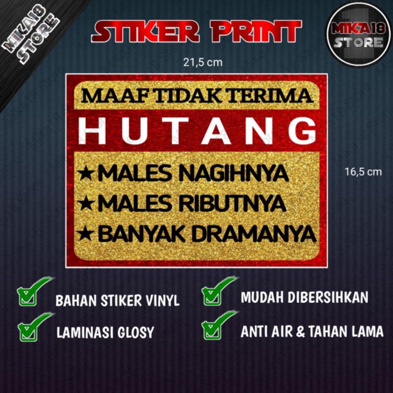 

STIKER WARUNG TIDAK TERIMA HUTANG