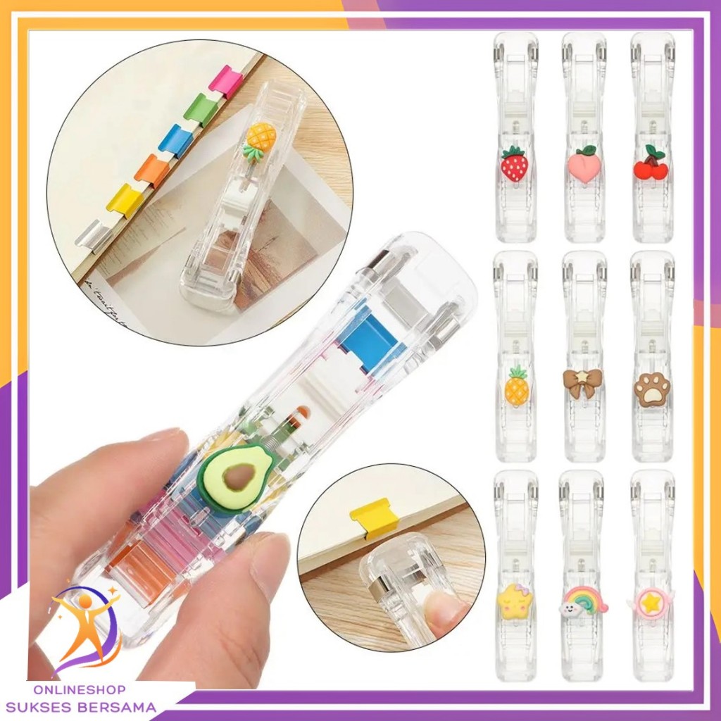 

OSB Kliper Penjepit Kertas Stapler Dorong Paper Clips Poratble Stainless Steel Staples Otomatis