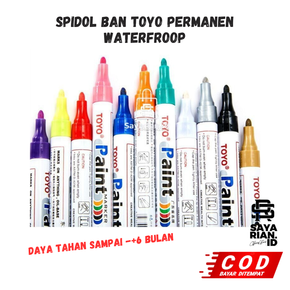 

SPIDOL BAN TOYO/PAINT MARKER TOYO KUALITAS TERBAIK PERMANENT WATERFROOP